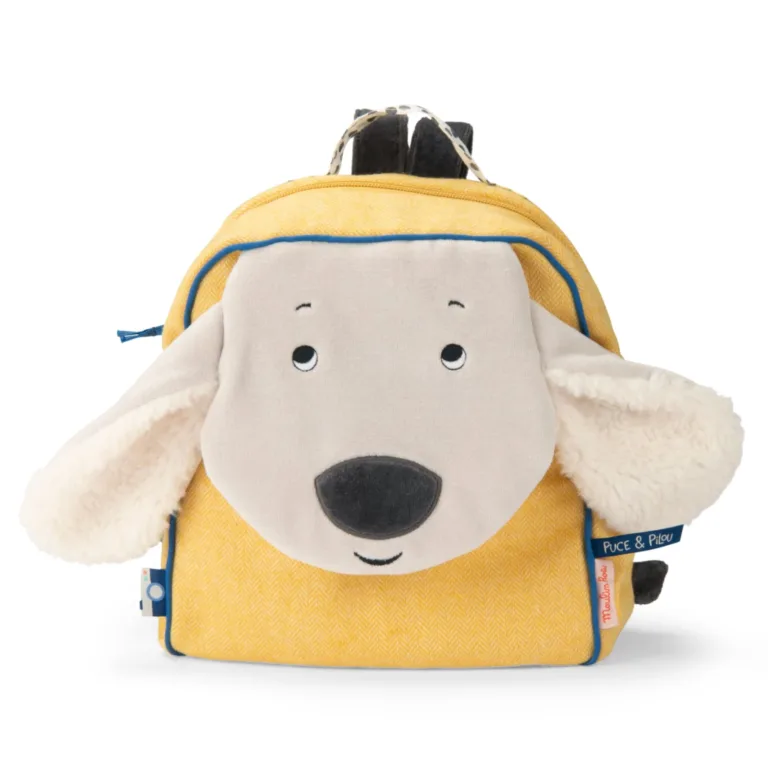 Zaino morbido giallo, cane Puce&Pilou