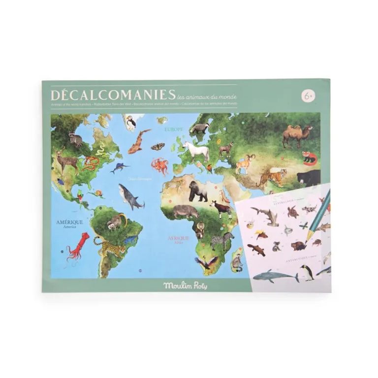 Dècalcomanies Les animaux du monde - decalcomanie mappamondo