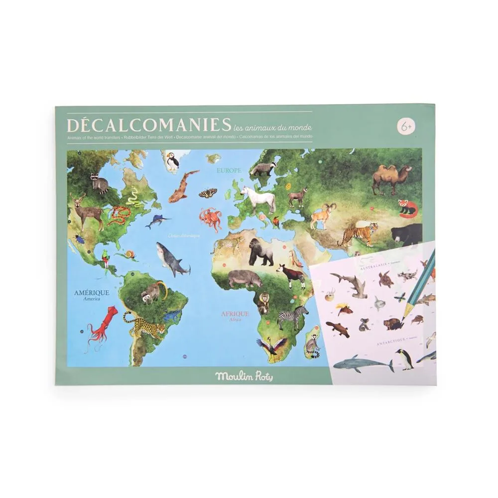 Dècalcomanies Les animaux du monde - decalcomanie mappamondo