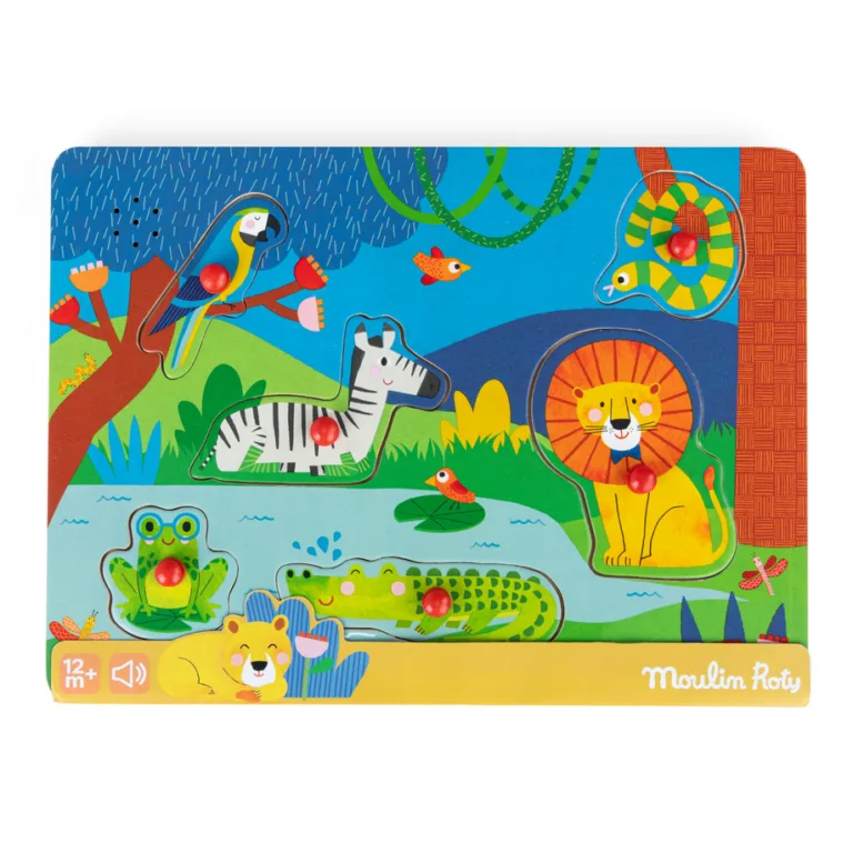 Les Toupitis Puzzle sonore Animaux en bois - Les Toupitis Puzzle sonoro in legno Animali