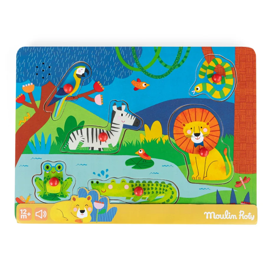 Les Toupitis Puzzle sonore Animaux en bois - Les Toupitis Puzzle sonoro in legno Animali